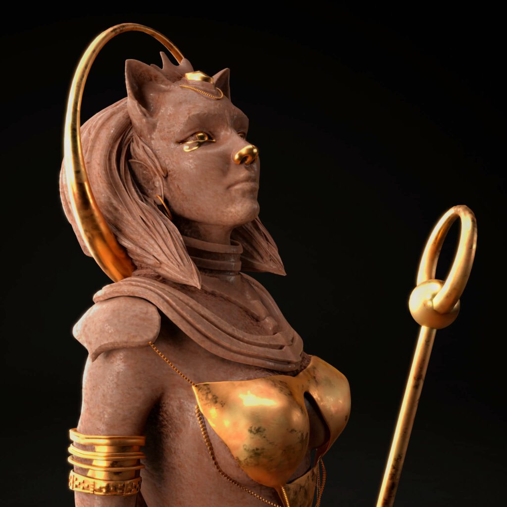 3D sculpt of Bastet - detailed portrai_Laura Fazzari 3D Artist & Creative Designer Varese